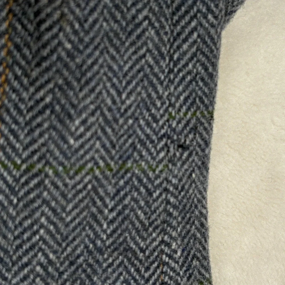 College Town Clothes Mens Wool Blazer Gray Herringbone Plaid Sport Coat Vintage